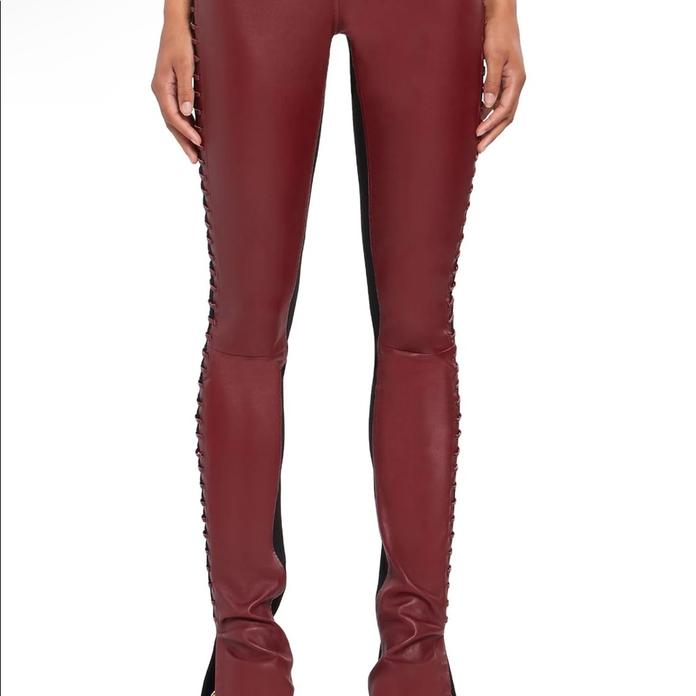 Roberto Cavalli Oxblood Leather And Jersey Trousers - Picture 2 of 8